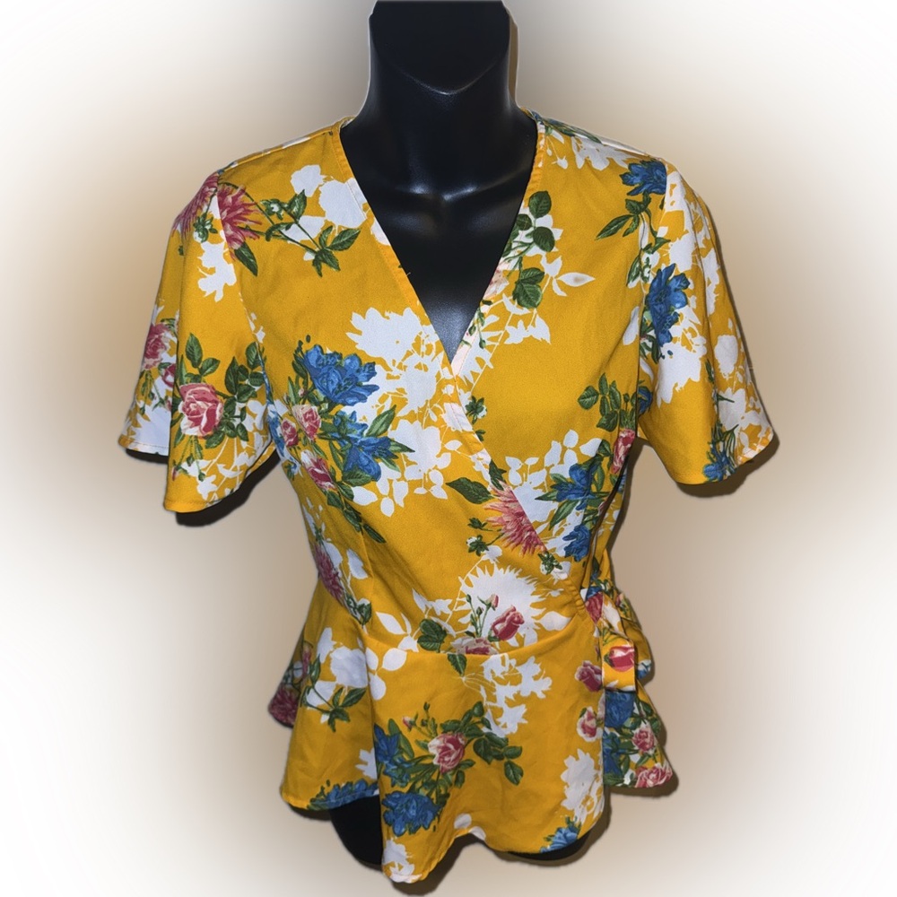 Women’s yellow floral multicolor blouse